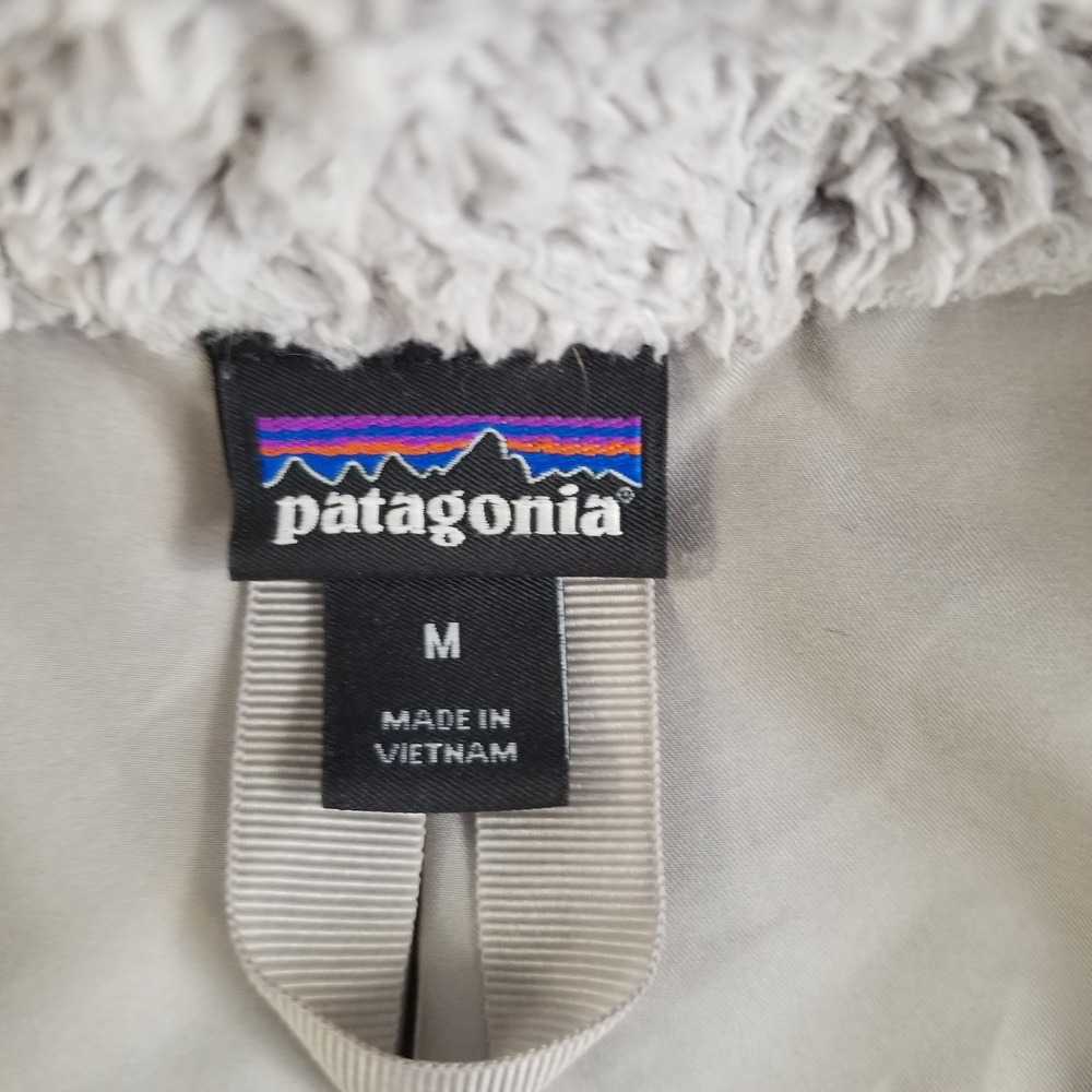 Patagonia Fleece Jacket Womens Medium Beige Full Zip Warm Cozy Outdoor Los Gatos - Picture 3 of 12